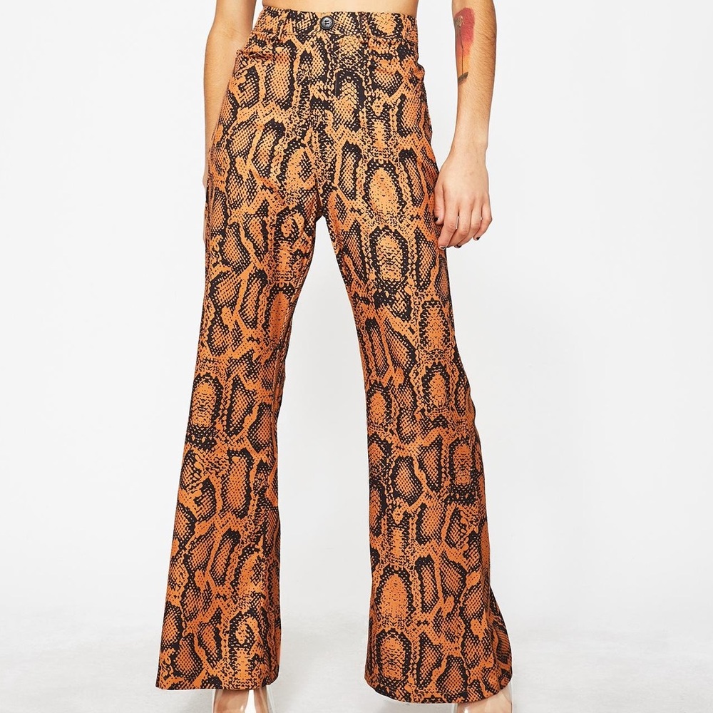 DOLLSKILL | High Rise Snake Flare Pants | Small